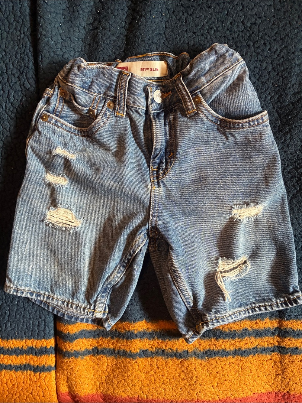 Levi's Blue Distressed slim Denim Shorts